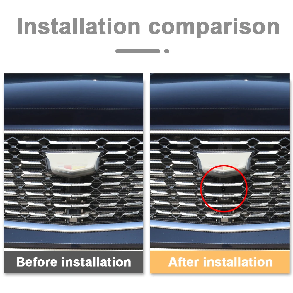 

Carsanbo For Cadillac XT4 2018 2020 2021 2022 Camera Car Front View Camera Fisheye 150° Chrome Camera
