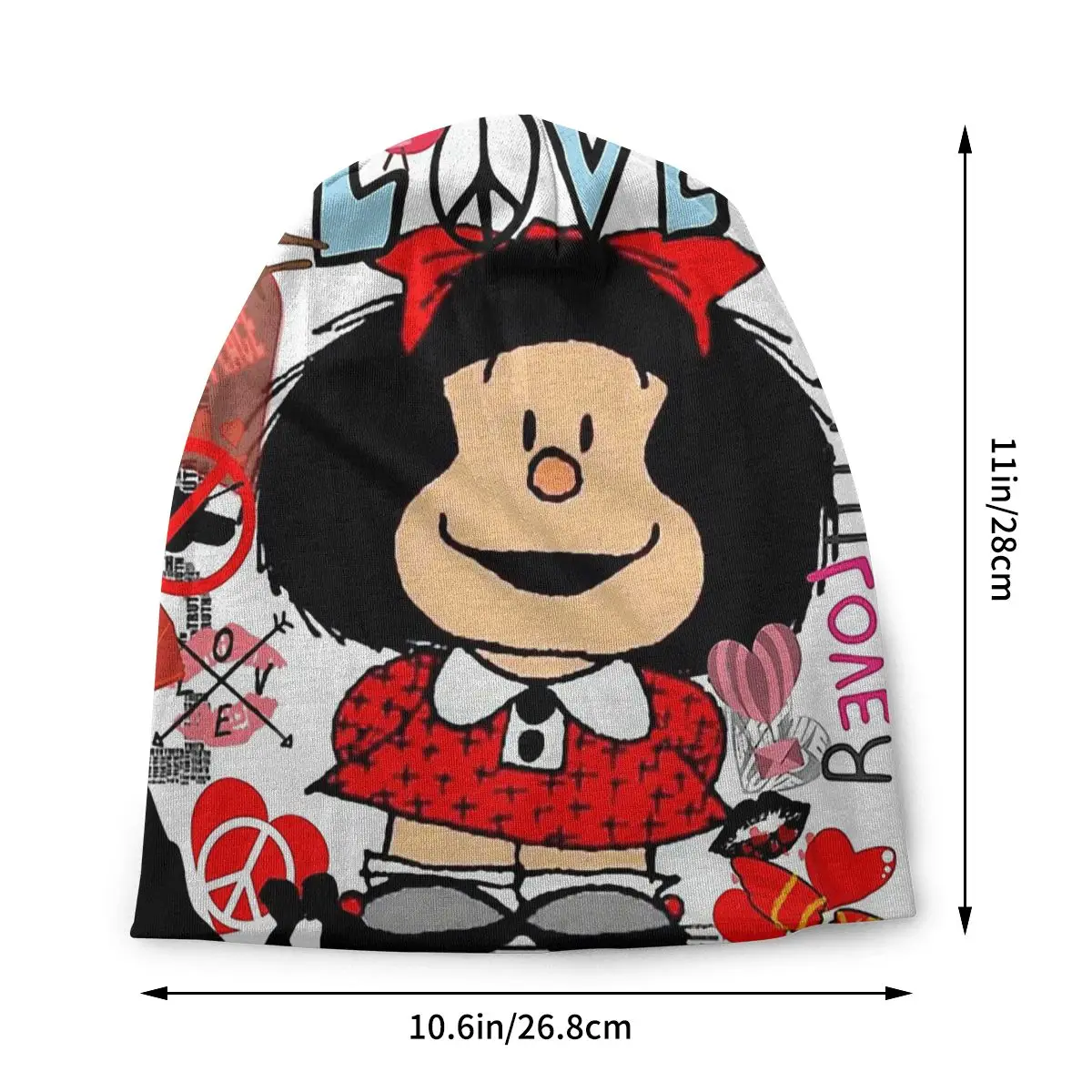 Love And Mafalda Surrounded By Hearts Valentine's Day Hat Pullover Children Thin Warm Male Polyester Caps