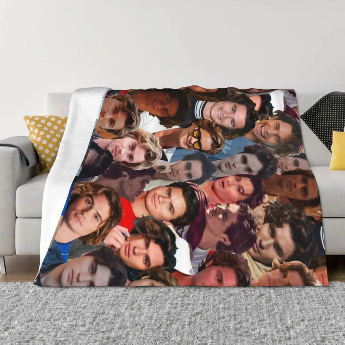 

Chase Stokes Photo Collage Throw Blanket For Decorative Sofa Blankets For Bed Single Decorative Sofa Blankets