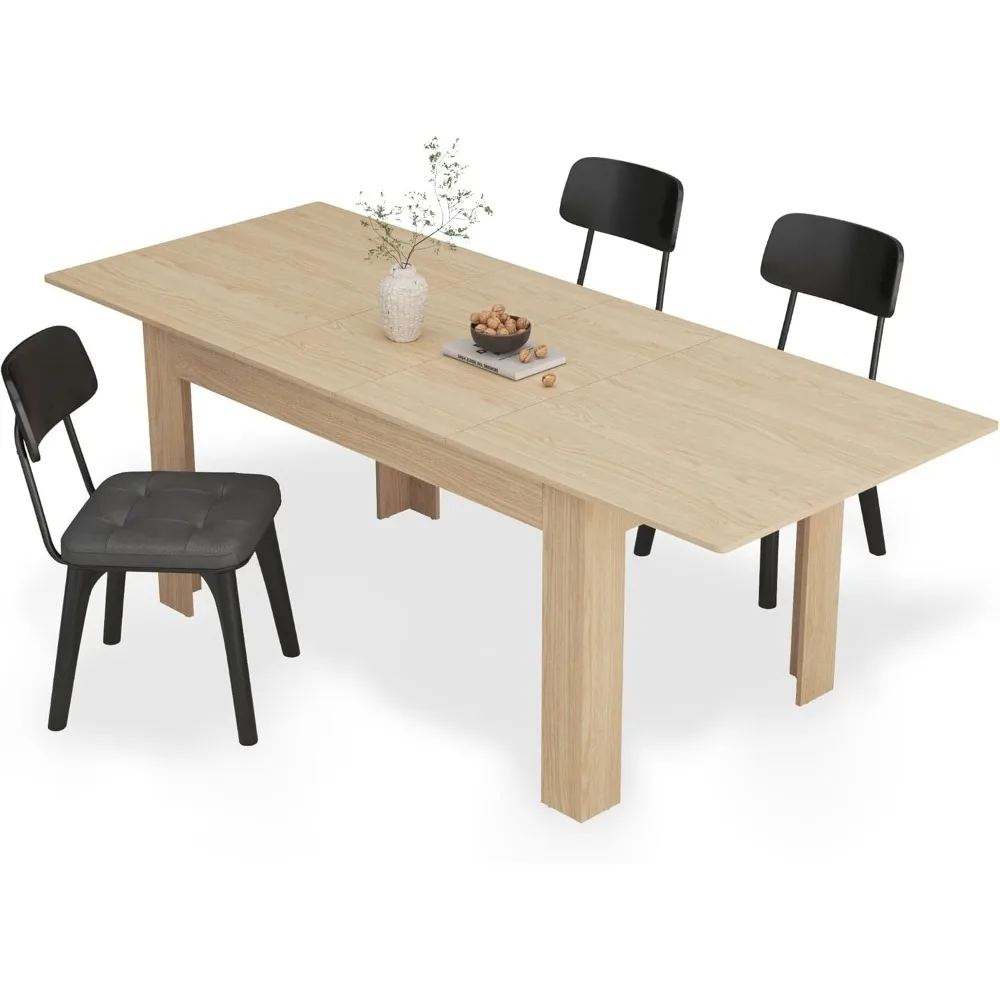 Uitschuifbare eettafel voor 6-10 personen, houten eetkamertafel, moderne uitschuifbare tafel voor bijeenkomsten, vergadering voor keukens