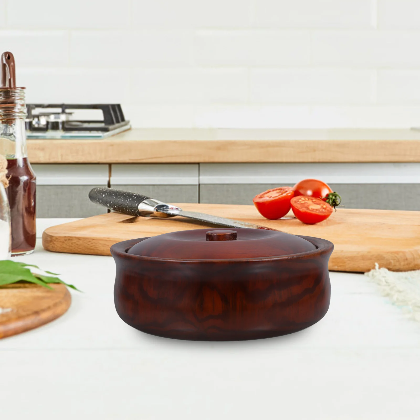 

Wooden Fruits Snacks Bowl Covered Box Holder for Home Store Dessert Fruits 22-23x7.5cm Lightweight Practical Easy Clean