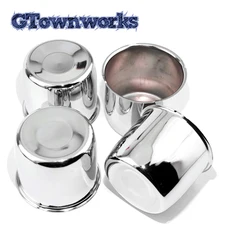 4pcs 4.25in 108mm Push Through Center Caps For Trailer/Truck Rims Bore 3.66in Tall Refits Car Accessories Chrome Carbon Steel