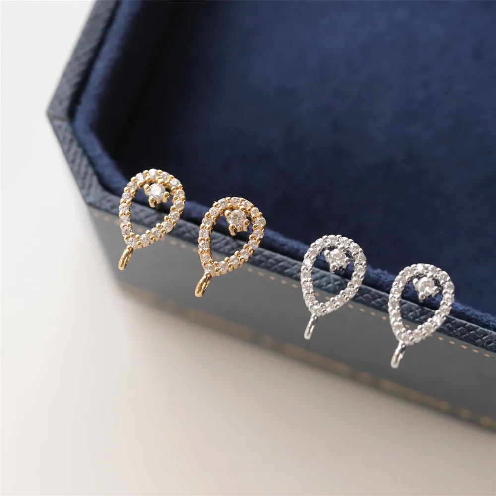 

Copper Gold-plated Hollow Water Drop-shaped Retro 925 Silver Needle Stud Earrings DIY Handmade Charm Accessories
