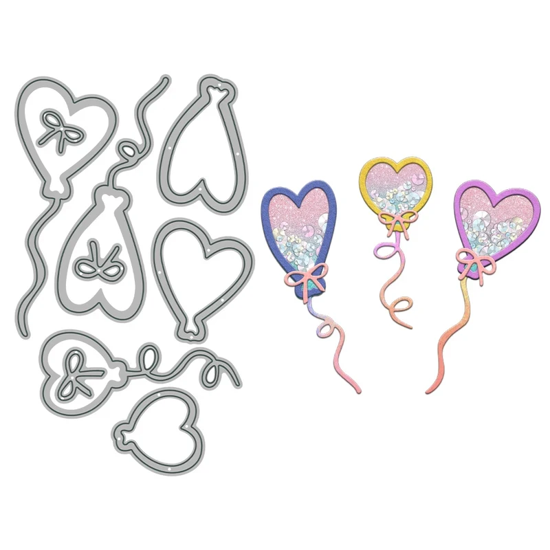 

Love Hearts Balloons Shaker Cutting Dies DIY Scrapbooking Supplies Metal Dies Knife Mold For Card Making Albums Decor