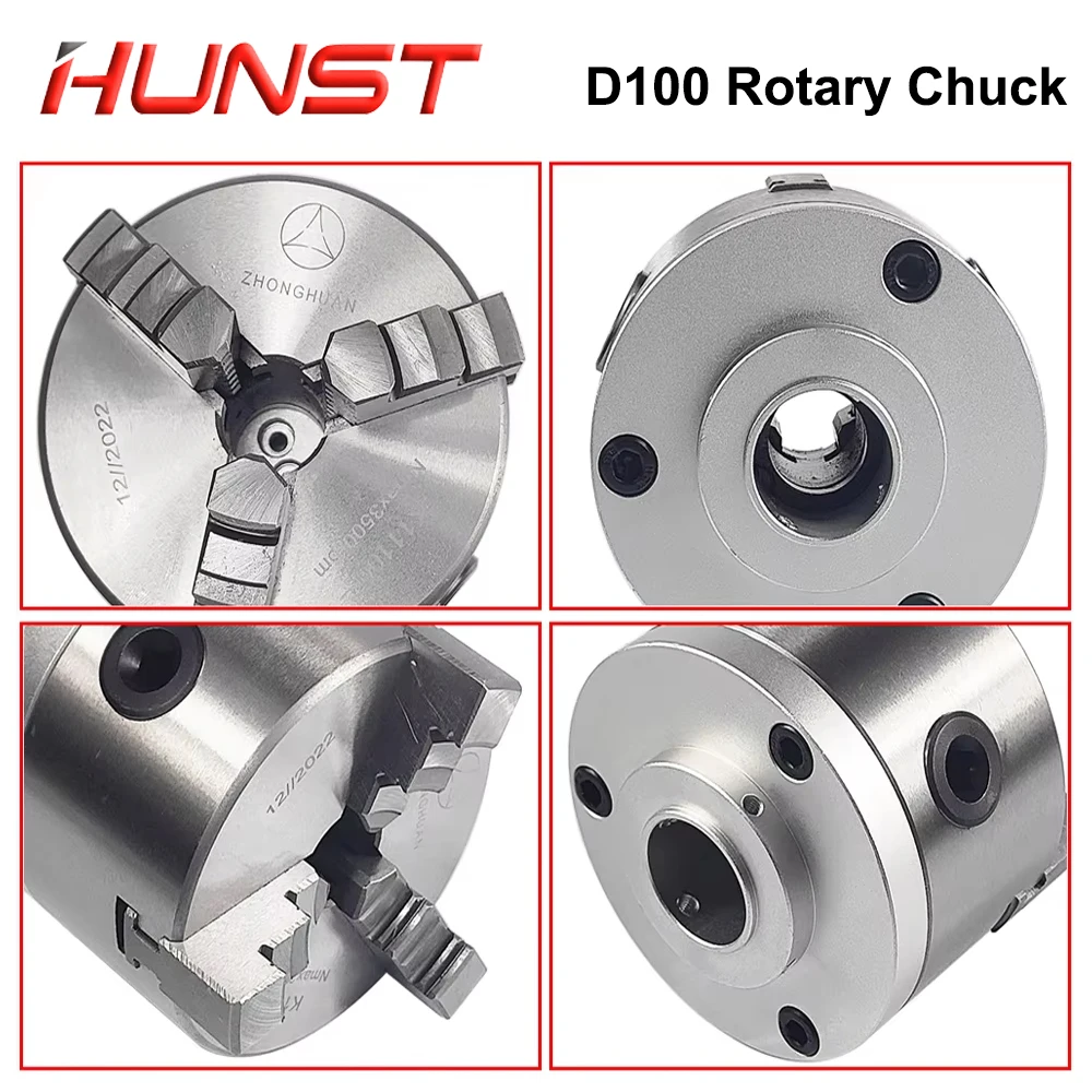 HUNST Rotary Attachment Dia.100mm Device Fixture Gripper Three Chuck Rotary Worktable for Laser Marking Parts Machine