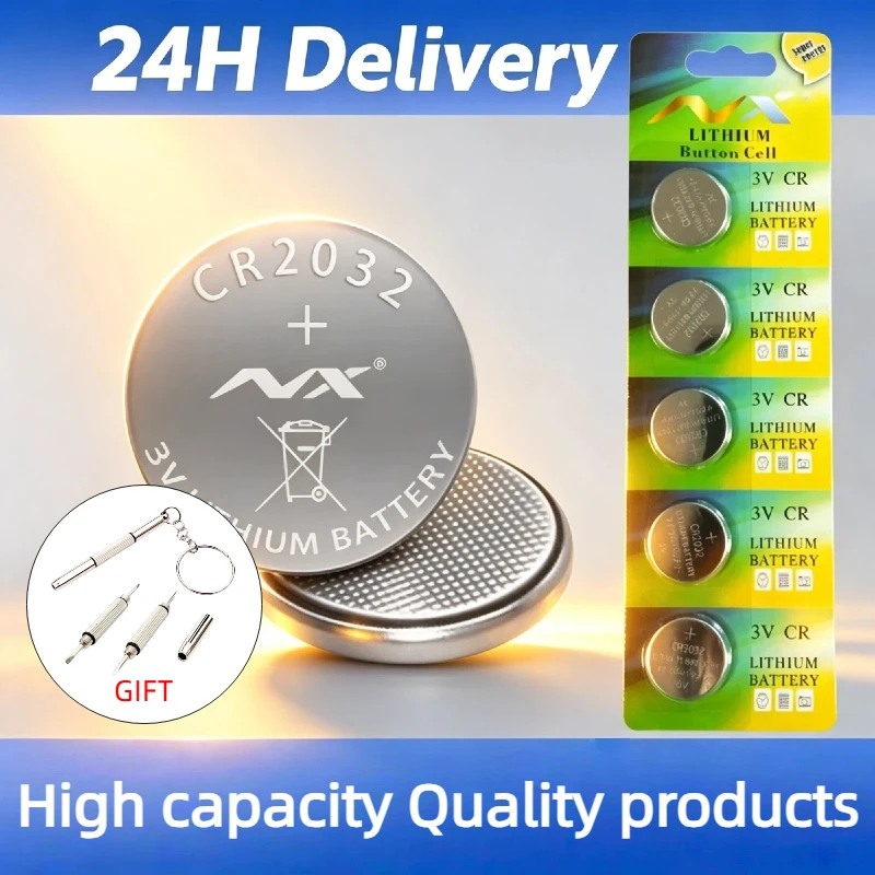 CR2032 3V Lithium Button Coin Battery for Watch Toys Calculator Car Key Remote Control & Small Electronics