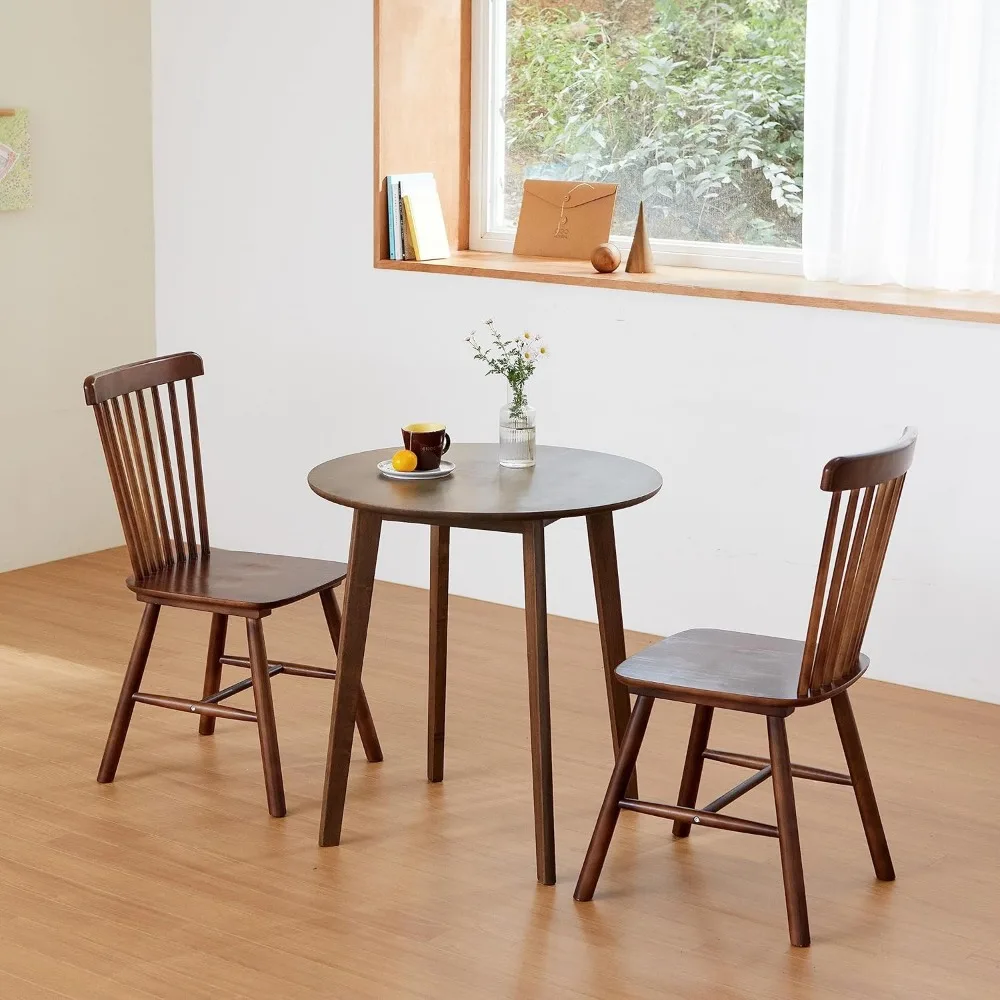 Aslan-Silla de comedor de roble malayo, juego de dos sillas laterales de madera con respaldo de husillo alto, granja campestre