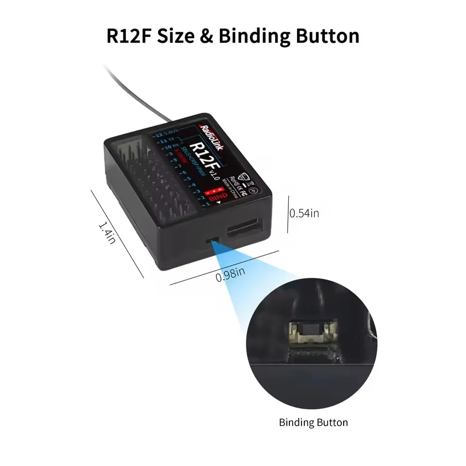 OverShoot Radiolink R12F 12-kanaals 2.4G RC-ontvanger Auto Spanningsoverdracht Telemetrie Lange afstand RX voor Crawler Drifting Car