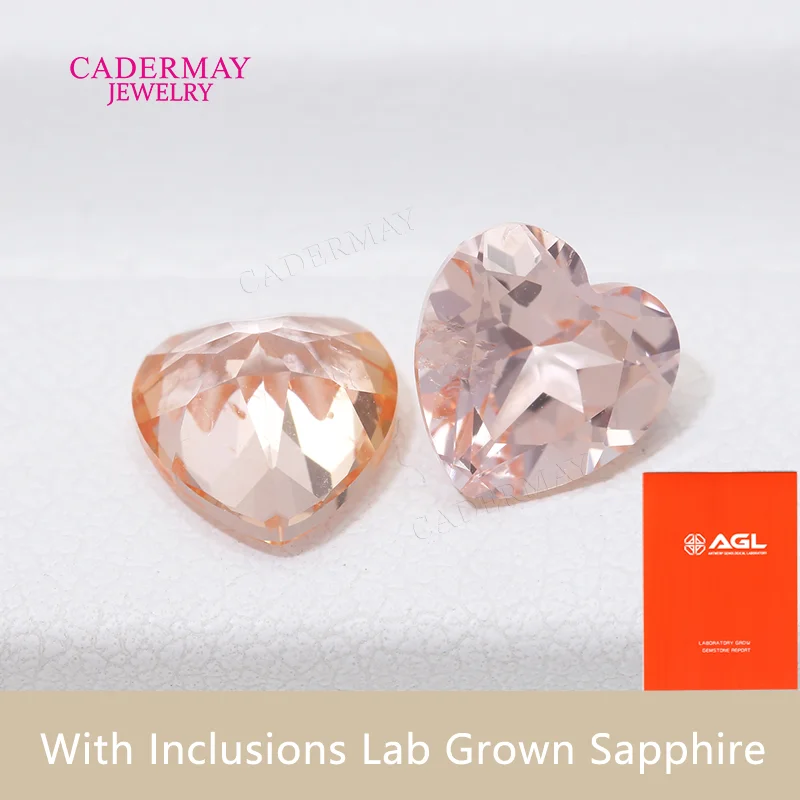 Heart Shape Morgan Pink Sapphire 6x6mm 7x7mm Heart Shape Synthetic Lab Grown Sapphire With Inclusions Gemstone DIY Jewelry