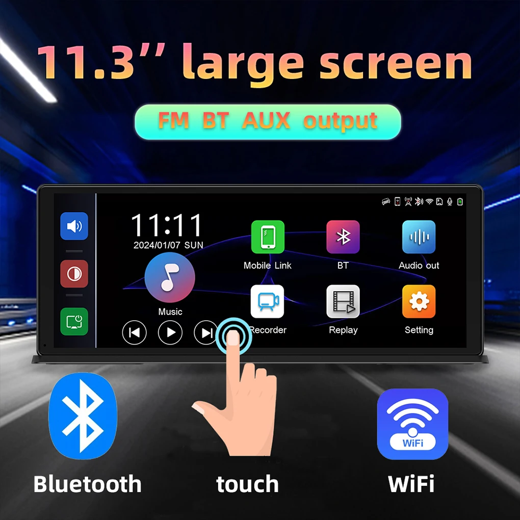 

11.3inch Dash Cam 4K Camera GPS Navigation Wireless Carplay Android AUTO Phone APP Wifi Link Dashboard Mounted Bluetooth