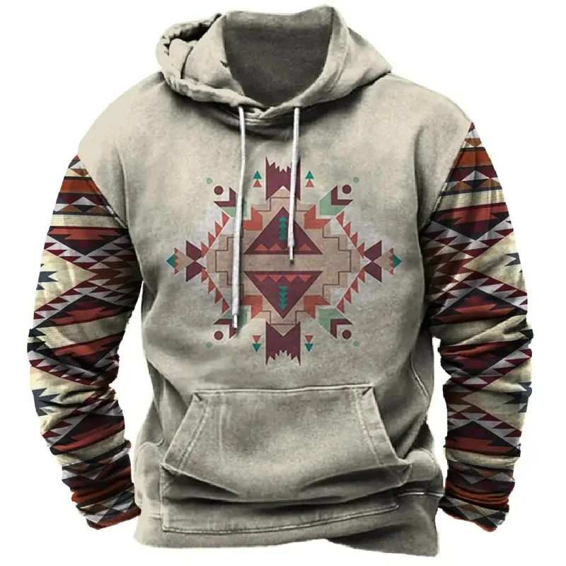 

3D Printed Retro Hoodies For Men Ethnicity Graphic Pullovers Autumn Fashion Streetwear Casual Hooded Sweatshirts Oversized Tops