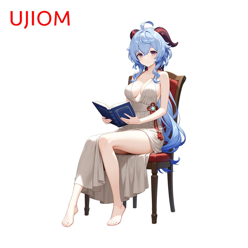 UJIOM Genshin Impact Ganyu Sit On Stool Wall Sticker Fashion Creative Charming Waterproof Picture Decal Living Room Decor