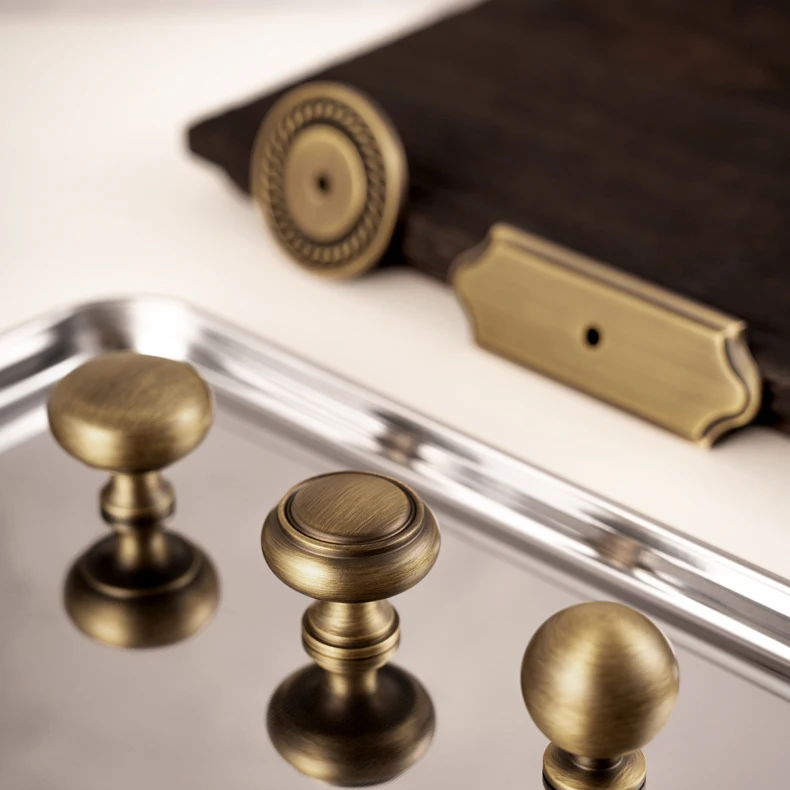Antique brass cabinet knob with backplate product image 2