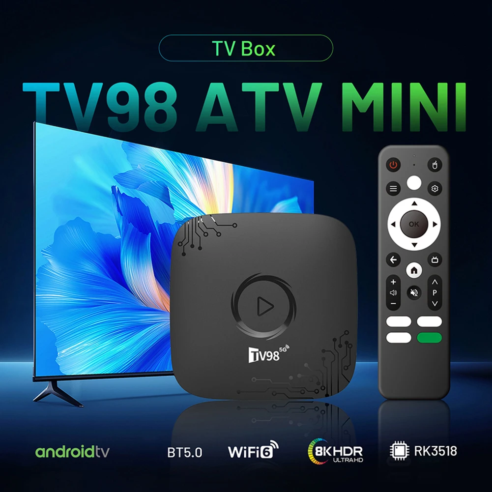 Android 14 Smart TV Box with Remote BT5.0 Media Player RK3518 Chip 4K HD TV Video Player for HD Movies Internet Smart TV Box