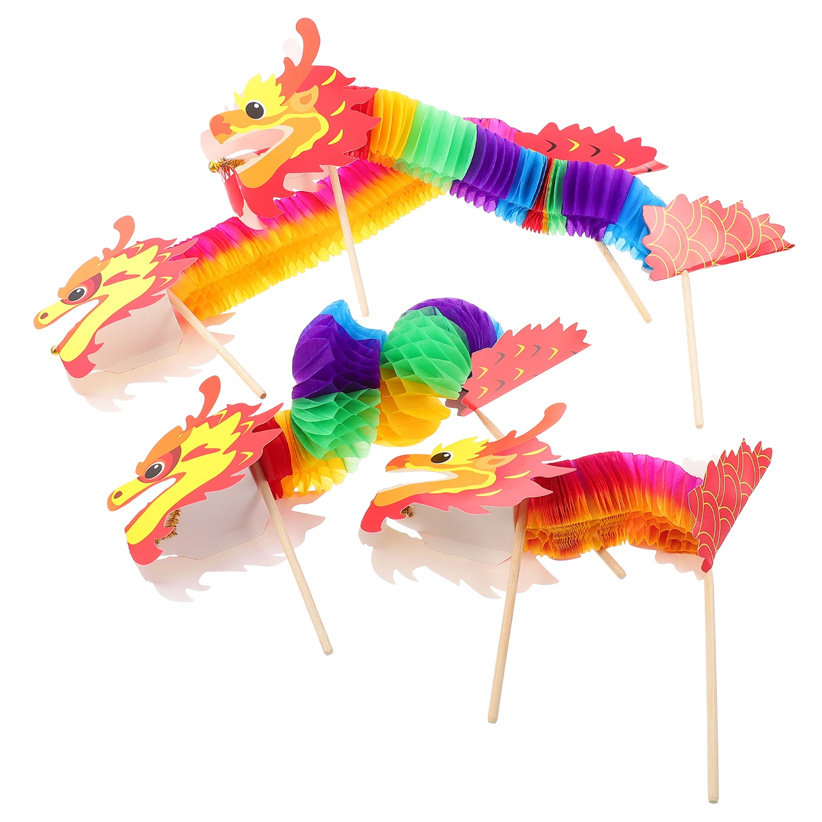 Kit d'artisanat en papier Dragon du nouvel an chinois, matériaux de bricolage pour enfants, fourniture d'éducation artisanale, accessoires de bricolage, 4 ensembles