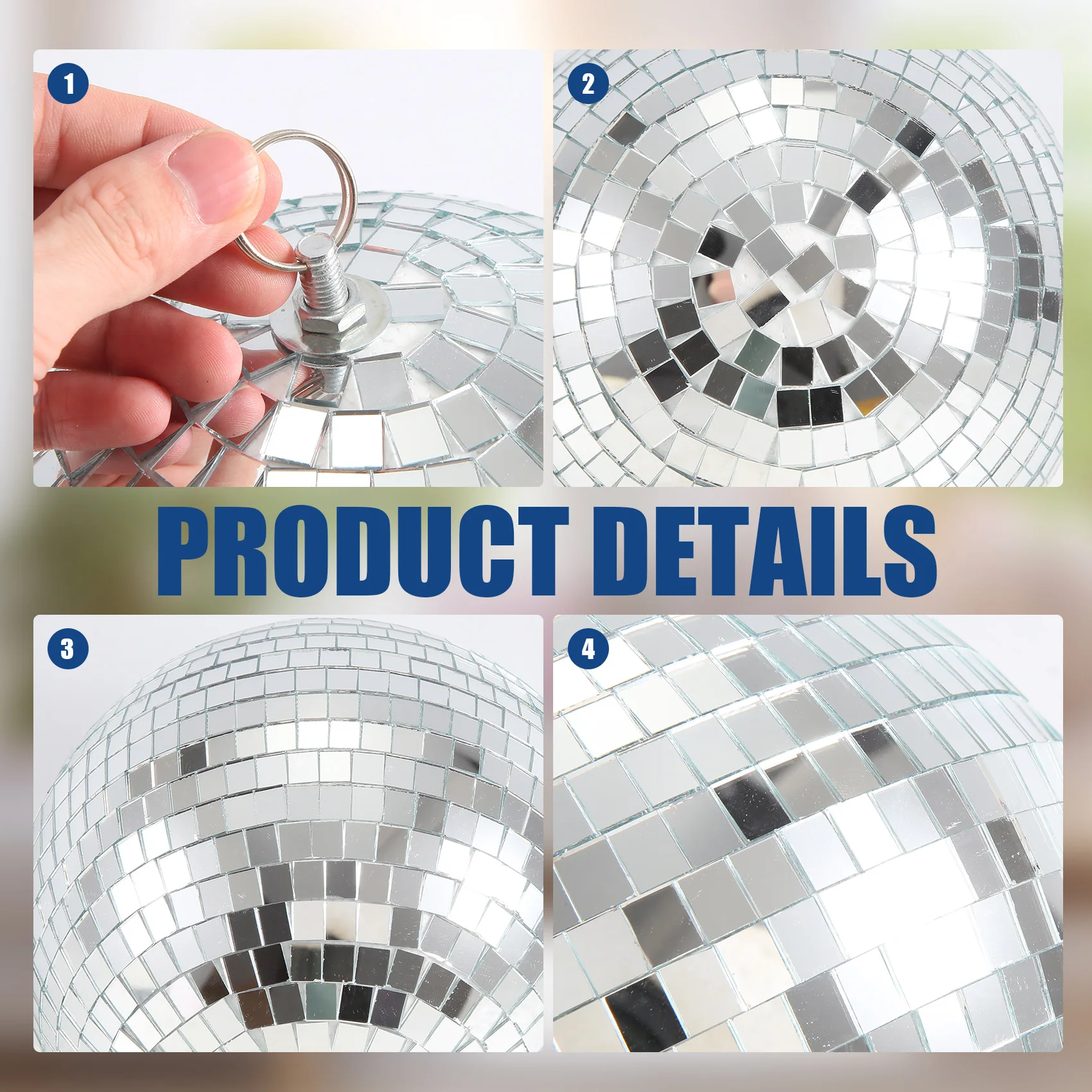 

Durable Colorful Stage Lighting Effect 8 Inch 20cm Disco Mirror Glitter Ball Lightweight Silver Christmas Party Decor