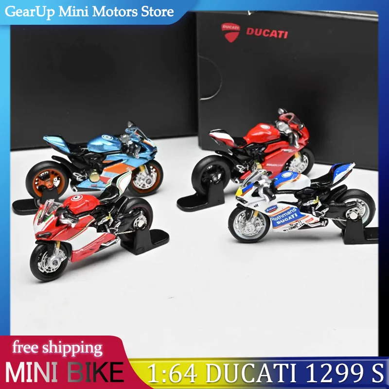 В наличии MINI BIKE 1:64 Ducati 1299 S, миниатюрная модель мотоцикла из сплава, коллекция дисплеев для MotoGP и коллекционеров велосипедов, игрушки