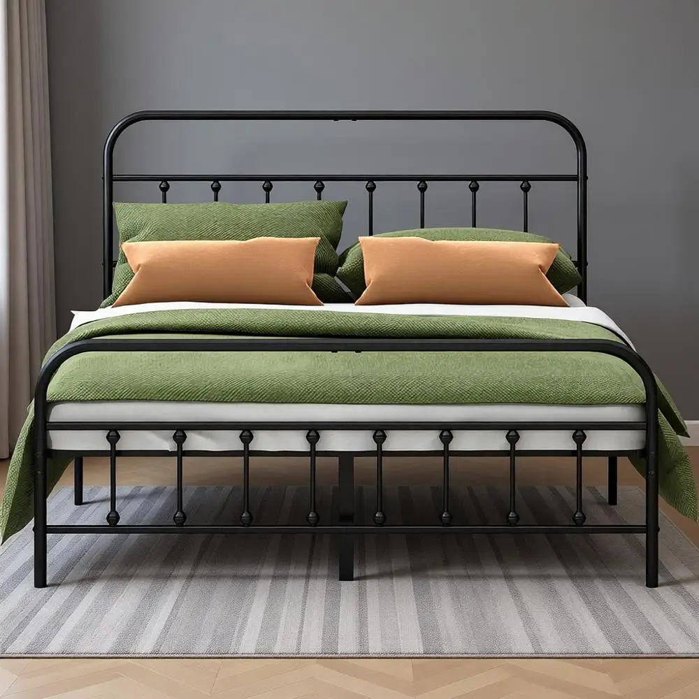 

Durable Steel Slat Bed Frame - No Box Spring Required for Easy Setup and Portability