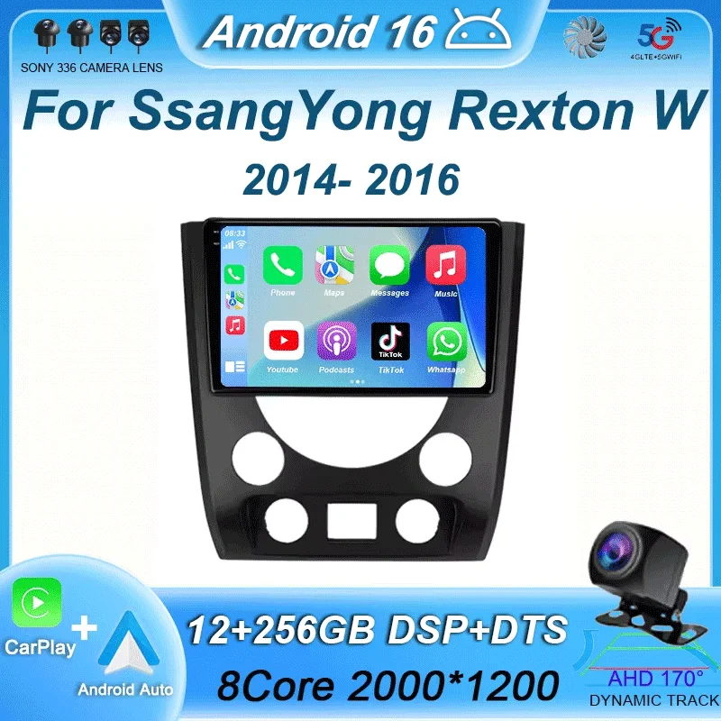 

Carplay Auto Car Radio For SsangYong Rexton W 2014 2015 2016 Android 16 Cassette Multimedia Player GPS Navigation Stereo NO 2DIN