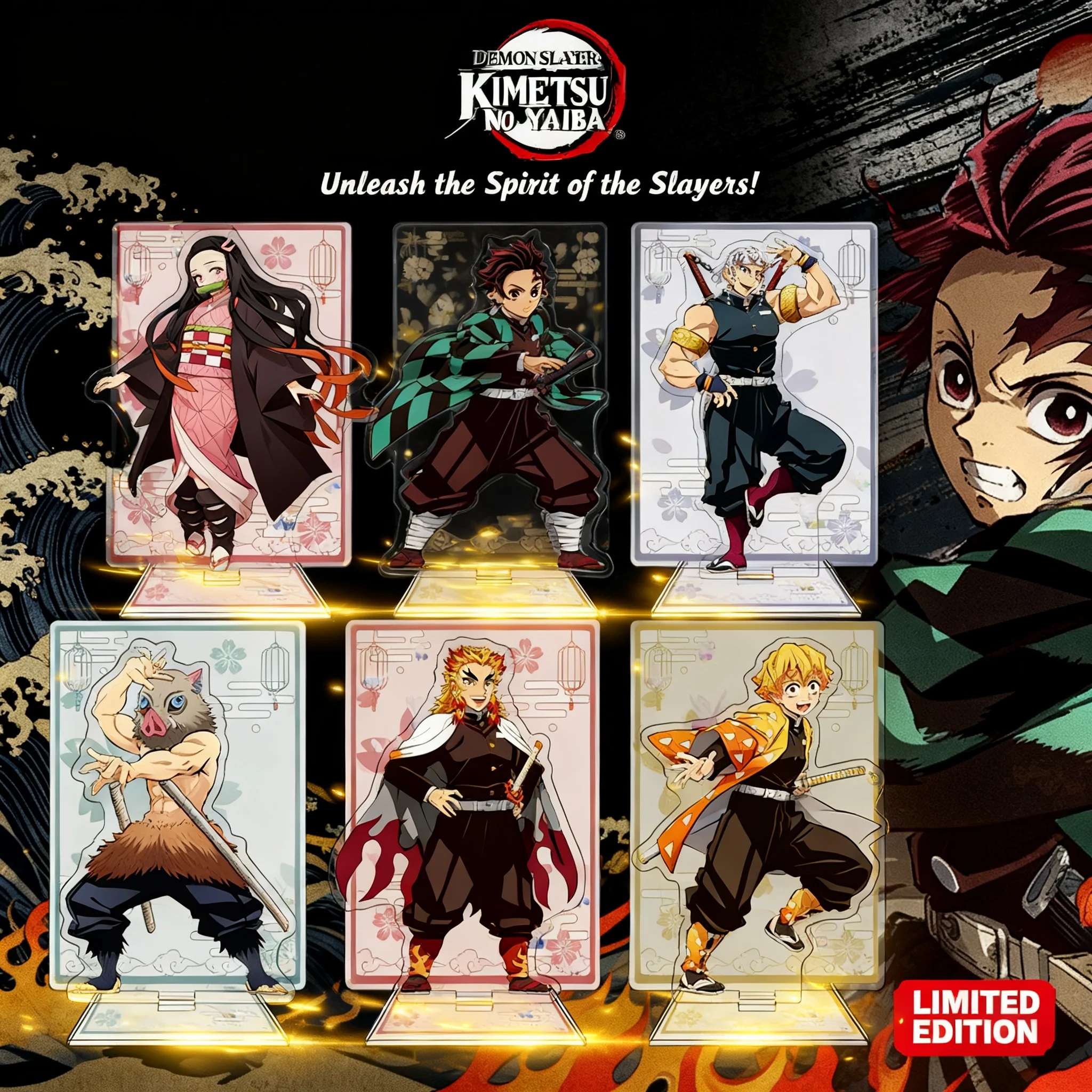 

Двусторонняя акриловая подставка Demon Slayer: коллекционная фигурка аниме, многослойная подставка-стенд для демонстрации произведений искусства, для фанатов