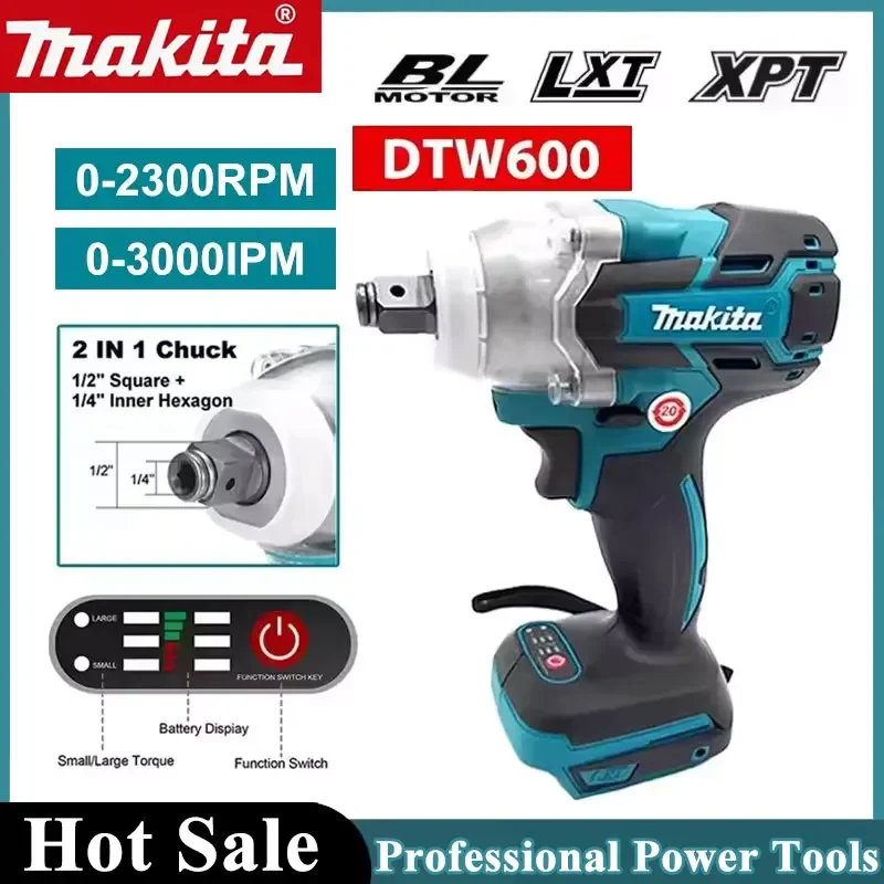 Makita DTW600 Cordless Impact Wrench 280N.m High Torque Brushless Electric Wrench Rechargeable 18V Auto Repair Power Tools