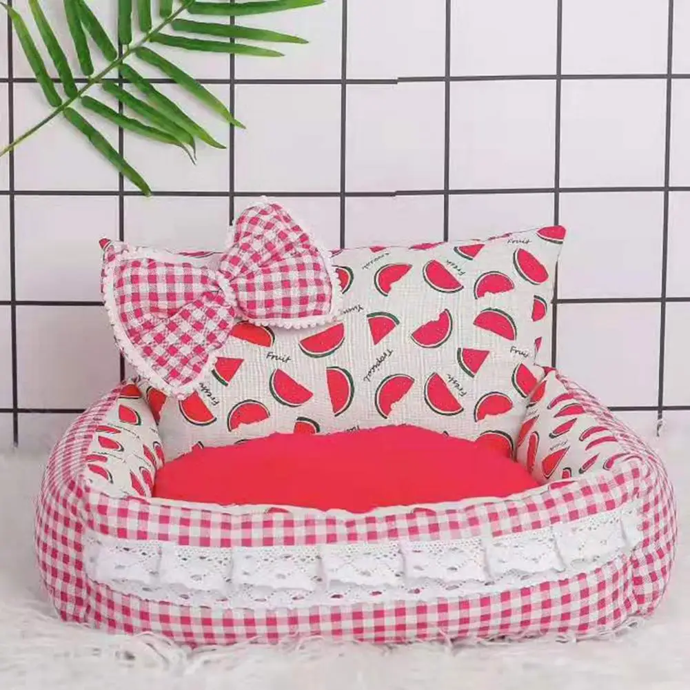 Dog Cat Bed Super Comfy Lovely Pet Cage Decoration Washable Pet Sleeping Cushion Non-Fading Crushed Flower Winter Pet Supplies