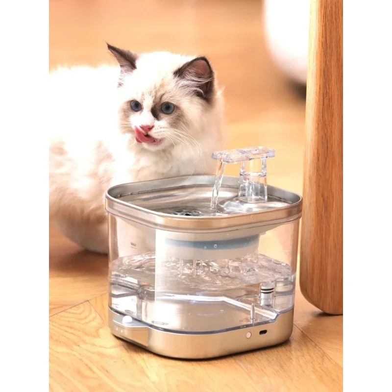 Cat water dispenser, rechargeable model, automatic circulation flow water, constant temperature pet water dispenser