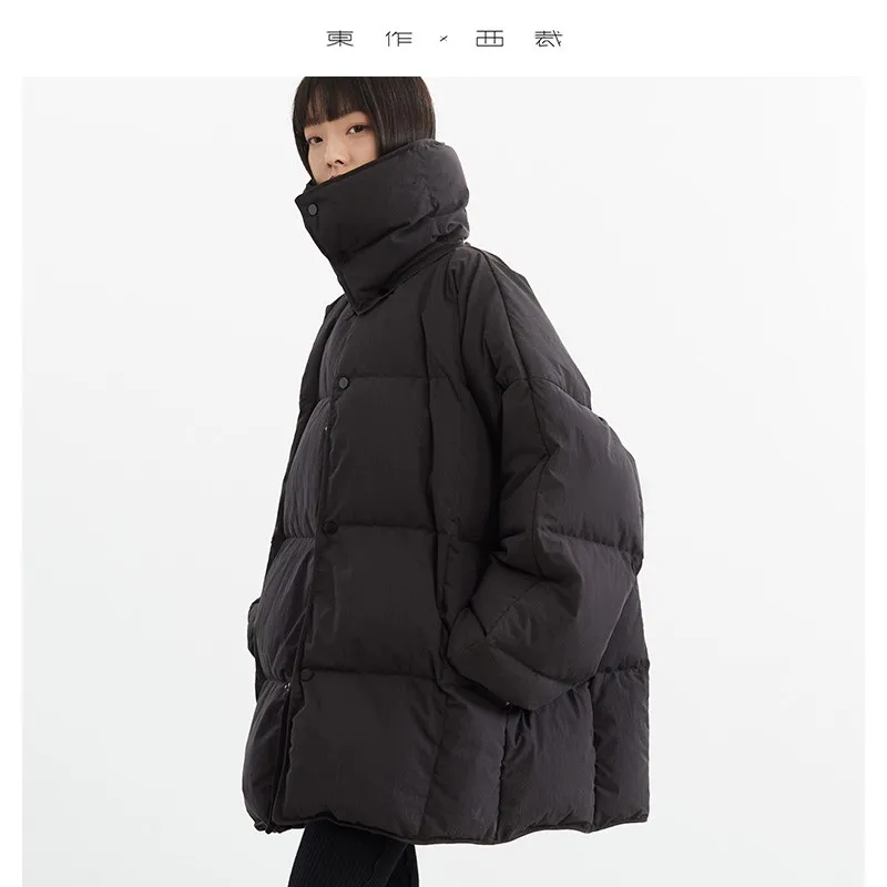 

White Duck down Puffy Jacket~~New Winter down Jacket Versatile Thick Coat for Women~Detachable Collar