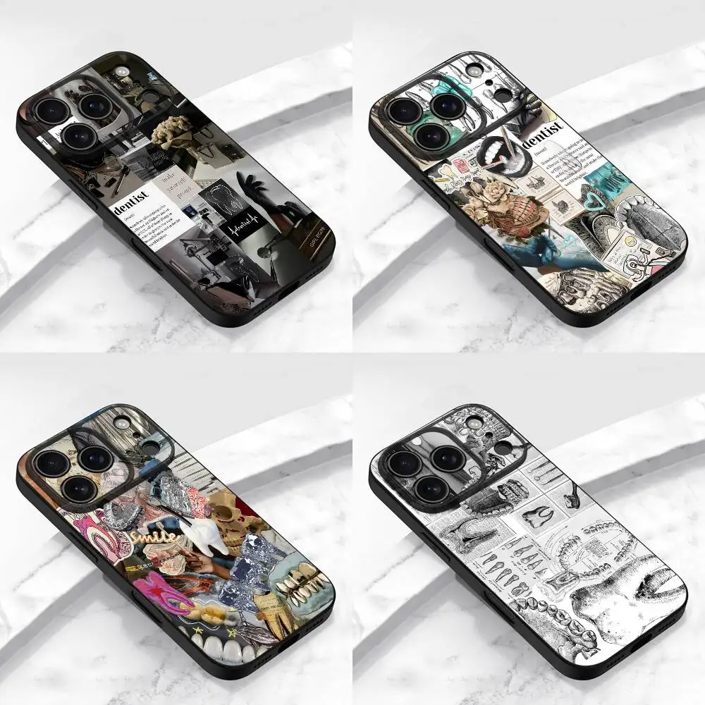 

Dentist Stomatologist Oral Teeth Tooth Phone Case For iPhone 17,16,15,14,13,12,11,Pro,Max,Plus,E,Air,Mini Protective Black Cover