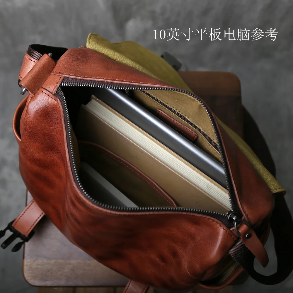 حقائب جلدية للرجال جلد البقر الأصلي حقيبة كتف مفردة حقيبة كروسبودي حقيبة يد كاجوال عصرية حقيبة كامبريدج حقيبة بريد ريترو عصرية #5