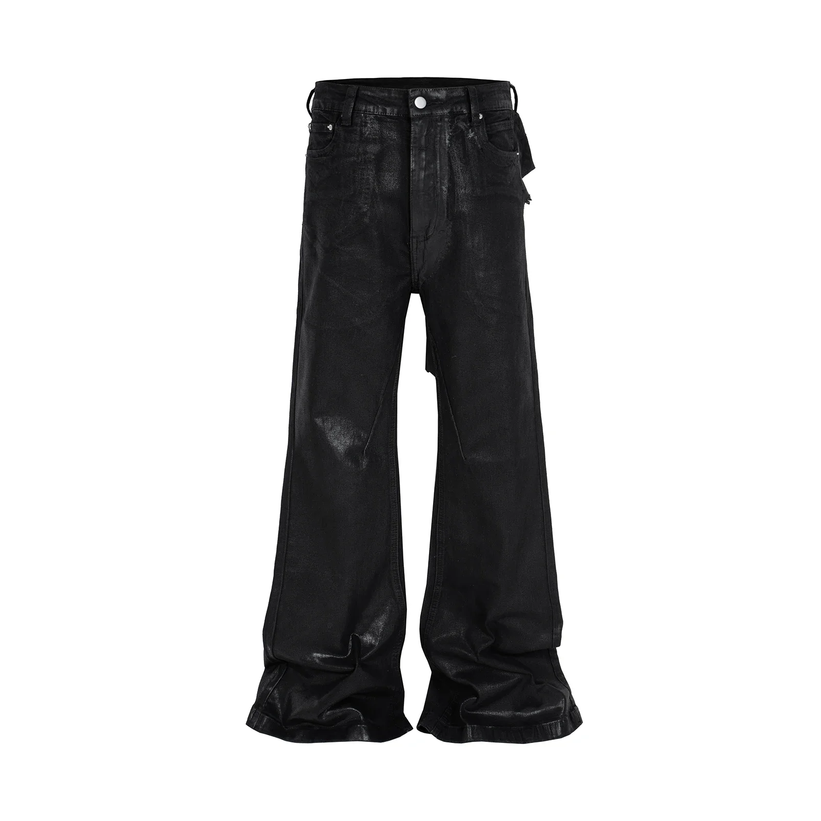 

Y2k Streetwear Wax Leather Strecth Jeans for Men and Women Ropa Hombre Baggy Flare Pants Oversized Straight Denim Trousers