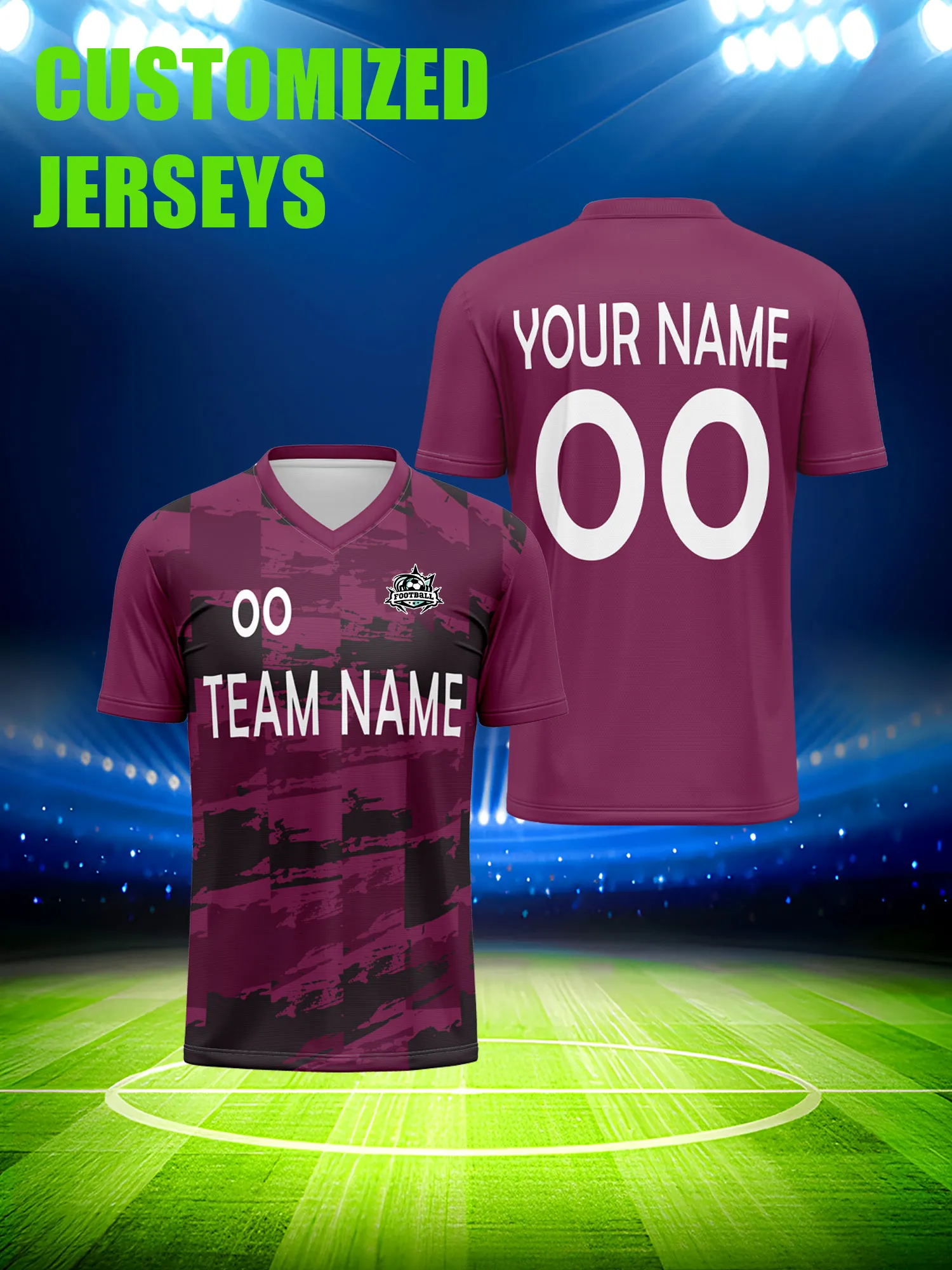 

Футбольная форма на заказ с индивидуальным изображением, номером и именем, из высококачественной полиэстеровой спортивной ткани.