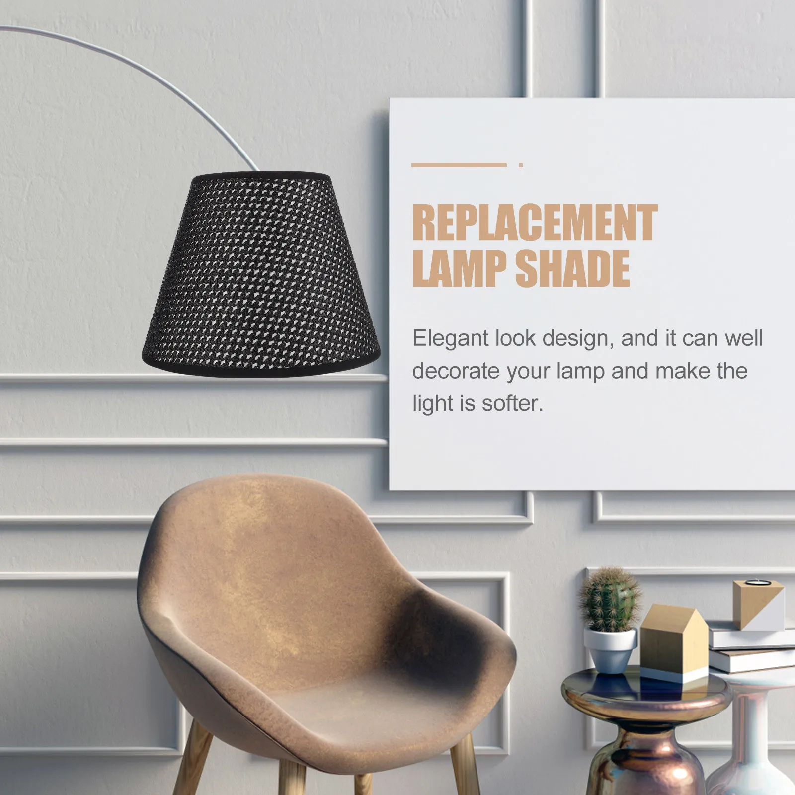 Table Lamp Cover Woven Lampshade Replacement for Desk Bedside Light Elegant Soft Light Diffusion Home Decor Accessory