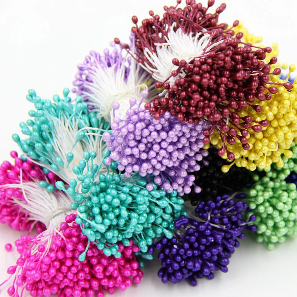 120-150pcs 55mm künstliche Blumen Staubblatt Hochzeit Wohnkultur DIY Sammelalbum Kranz mehrfarbigen Doppelkopf gefälschte Blumen Zubehör – Detail 12