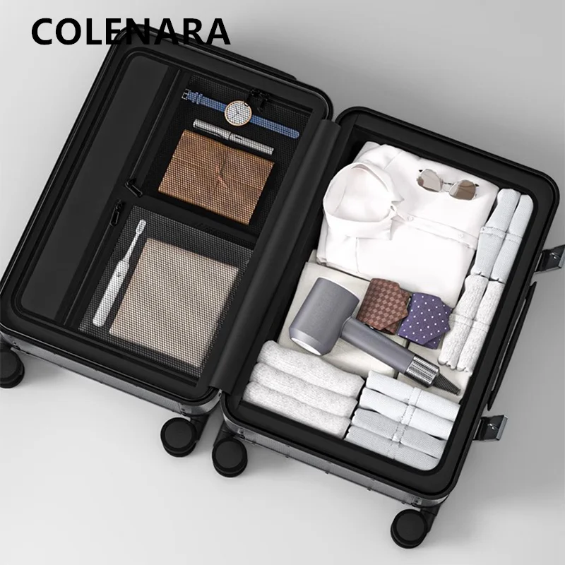 COLENARA الأمتعة جميع سبائك الألومنيوم والمغنيسيوم الصعود صندوق رجال الأعمال حقيبة تروللي بعجلات 20 "24 بوصة نوع العربة حقيبة سفر حقيبة #1