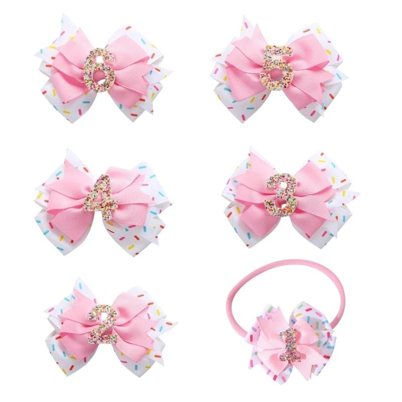 

Q81A Lovely Bowknot Headband /Hair Clip for Little Girls Aged 1 Year to 6 Years Comfortable Birthday Party Headwear/Hairpin
