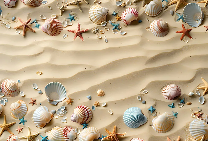 Summer Beach Sand Photography Background Colorful Shell Starfish Birthday Baby Shower Party Decor Backdrop Photo Studio Props