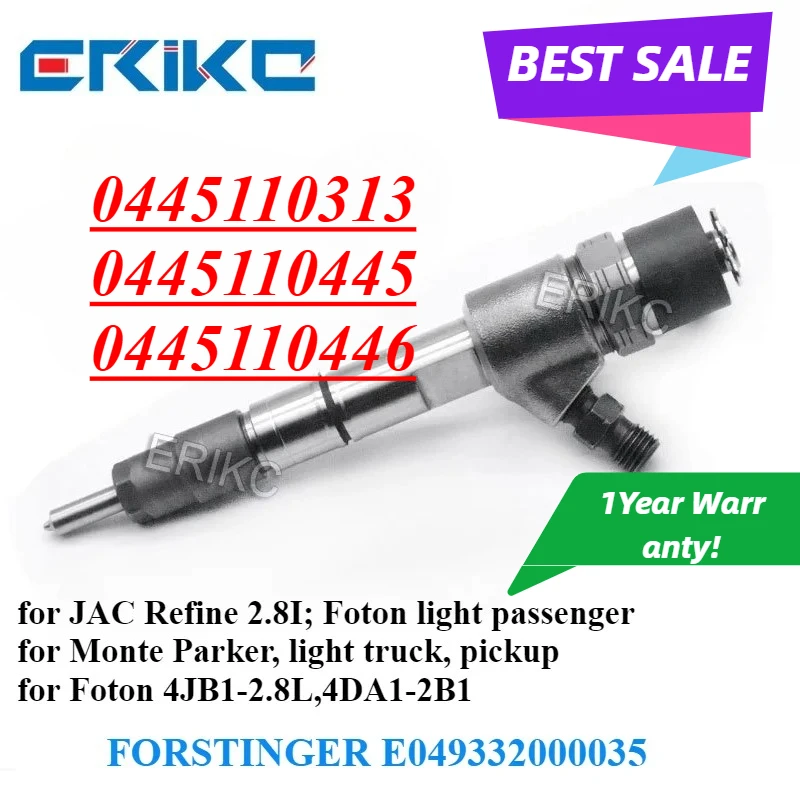 

0445110445 New Common Rail Injector 0445110446 OEM E049332000035 Auto Part 0445110313 For JAC Refine Monte Parker Foton