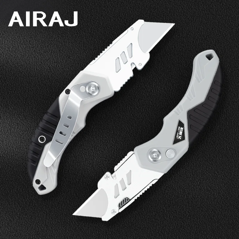 AIRAJ Multifunctional Utility Knife Retractable Sharp Cut Heavy Duty Steel Break Blade Paper Cut Electrician Utility Knife