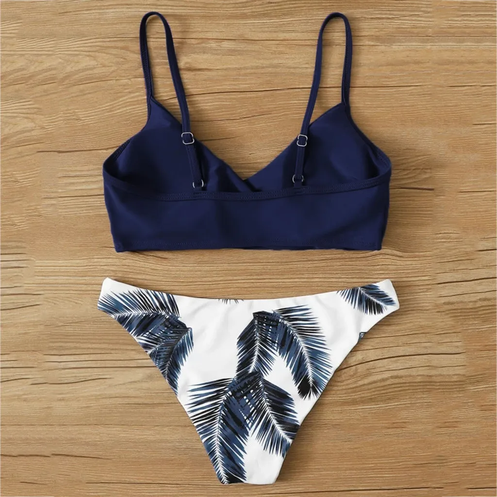 Conjunto de Bikini acolchado con estampado Floral para Mujer, traje de baño de 2 piezas con realce, ropa de playa de lujo, Y2k