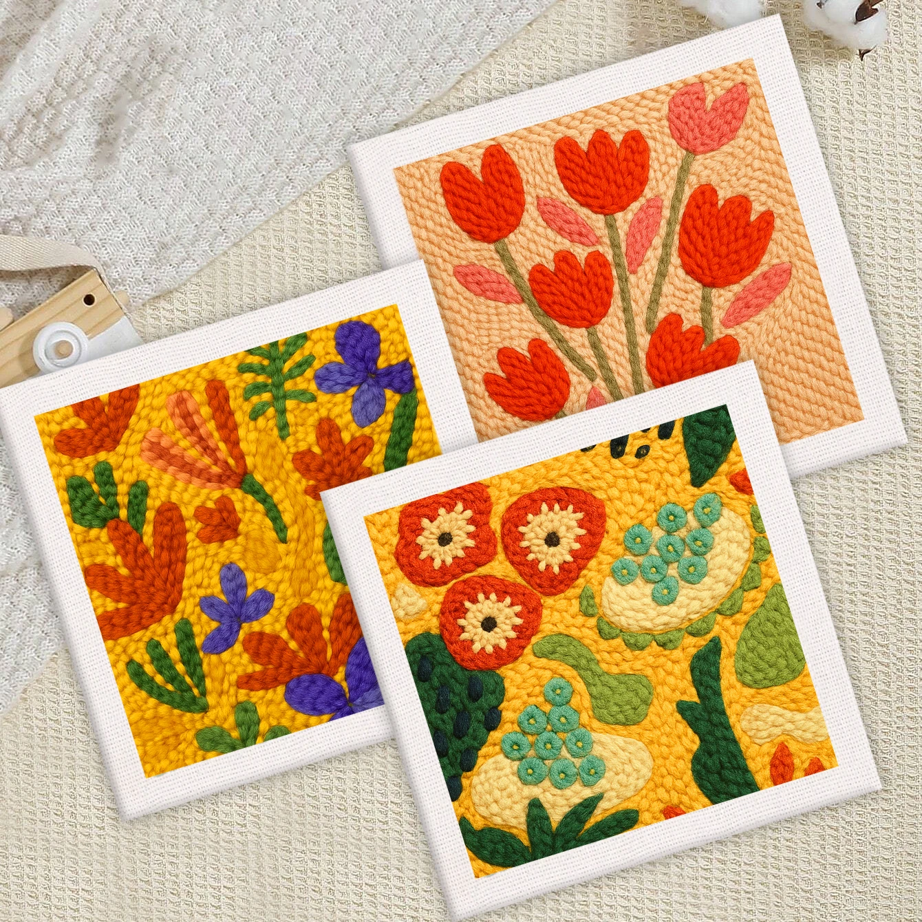 

RUOPOTY Flower Punch Needle Kit Includes Hoop Pattern Yarn and Tools for Beginners Adults DIY Embroidery Art Craft Set Home Deco