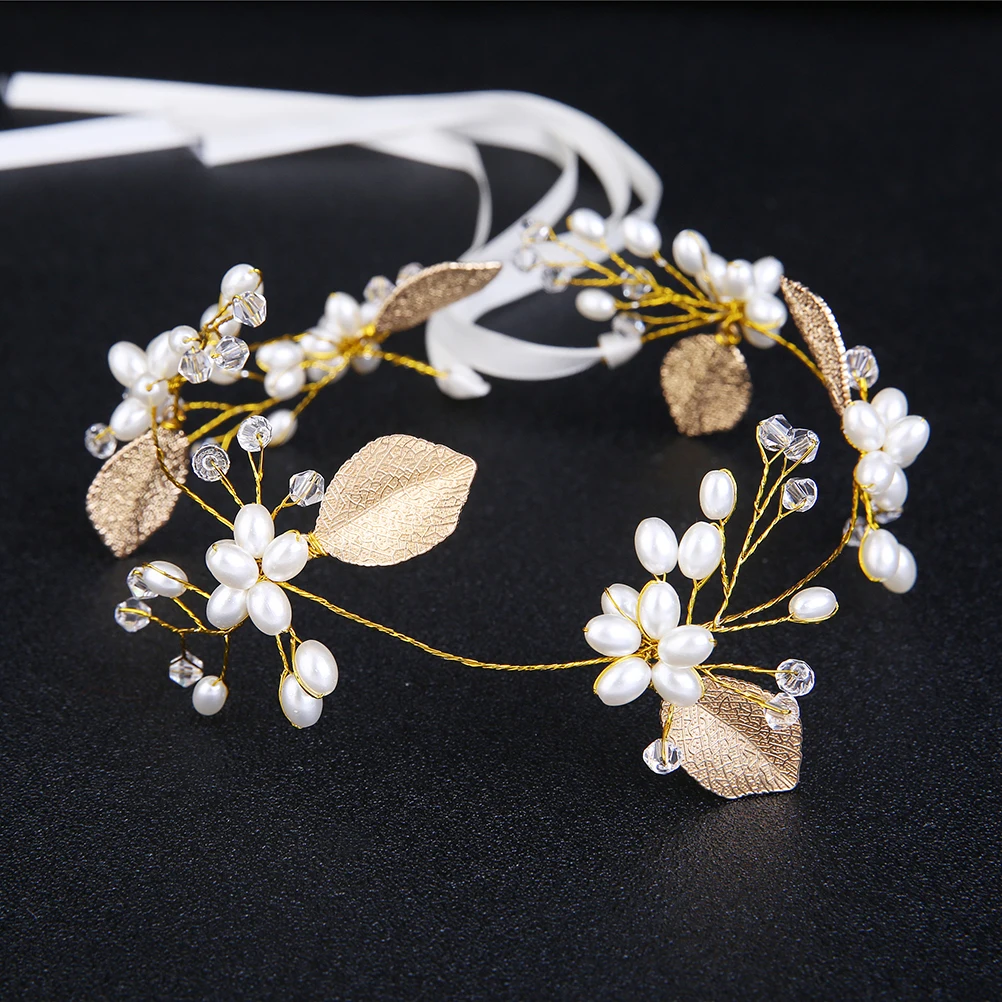 

Pearl Leaf Headb Bridal Hair Accessories Elegant Wedding Hairpiece Pearl Decor Lady Beautiful Bride Groom Accessories