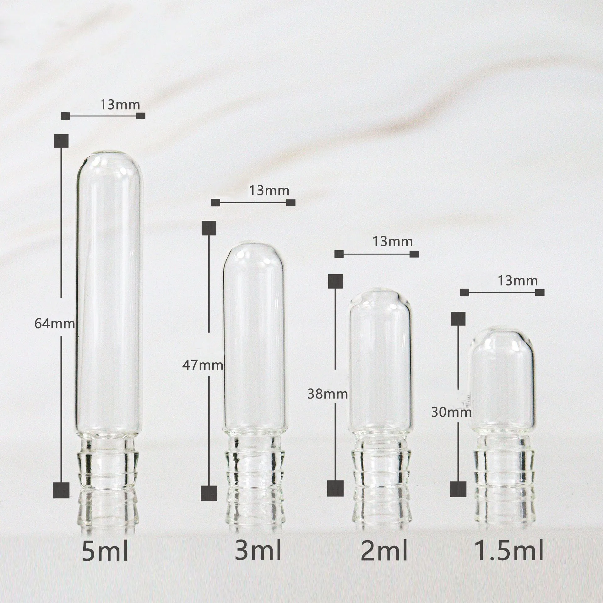 100pcs 1.5/2/3/5ml Transparent Empty Cosmetic Glass Container Essential Oil Accessories Perfume Vial Mini Tear Cap Sample Bottle