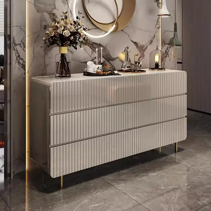 Light luxury solid wood chest cabinet, living room wall locker, bedroom drawer storage cabinet