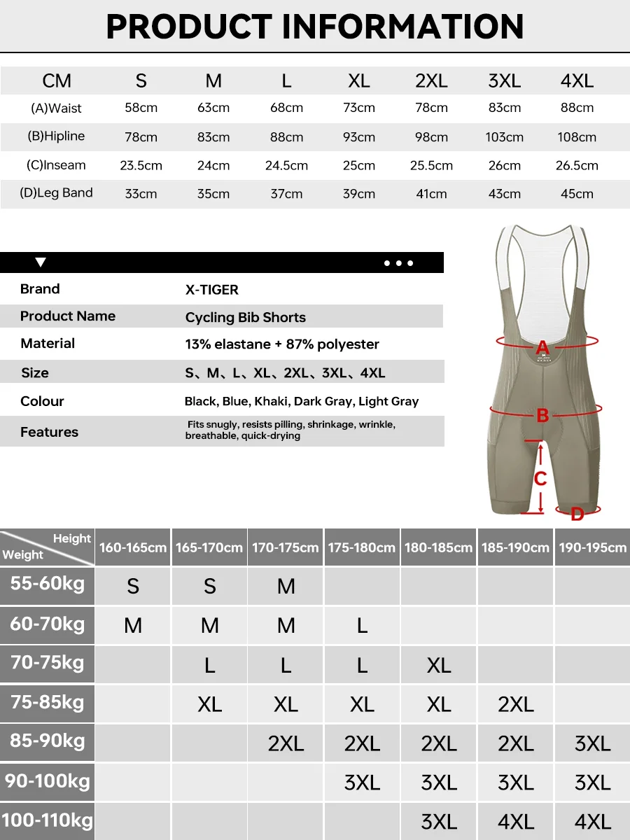 X-TIGER Herren-Radtrikot-Shorts für Langstreckenfahrten, Profi-Mountainbike-Shorts mit 5 cm Beinbündchen – Detail 2