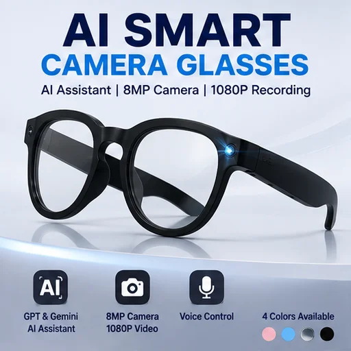 8mpソニー製カメラ搭載aiスマートグラス-1080pビデオ-gpt-gemini-aiアシスタント-翻訳-音声コントロール-bluetooth通話-32gb