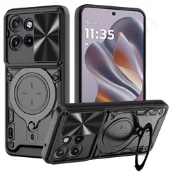 Case For Motorola Moto Signature Edge 70 60 Fusion G86 G56 G34 Magnetic Rota Camera Slide Protector Ring 360 Stand Cover