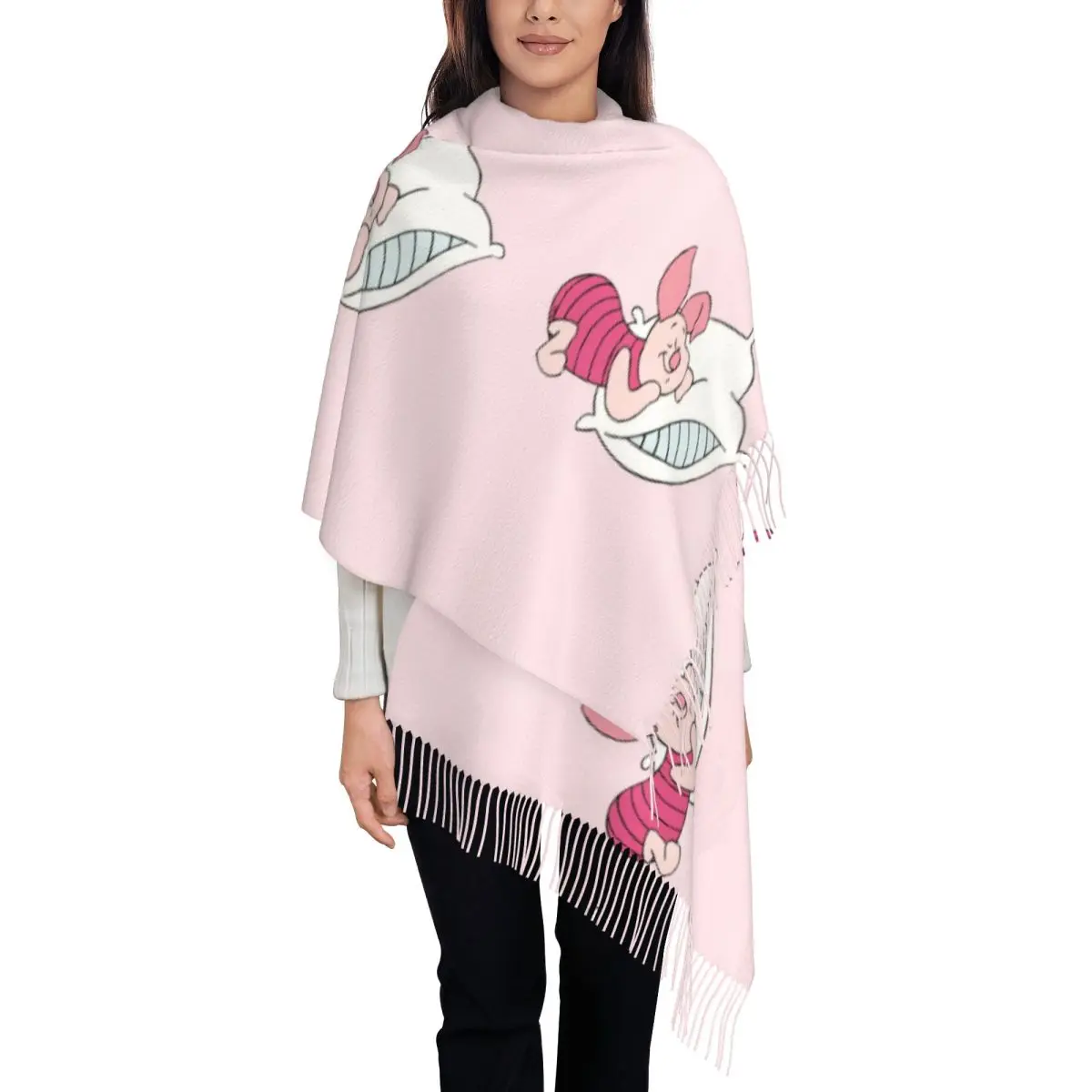 Custom Print Sleep Piglet Scarf Women Men Winter Fall Warm Scarves Piglets Big Movie Shawl Wrap