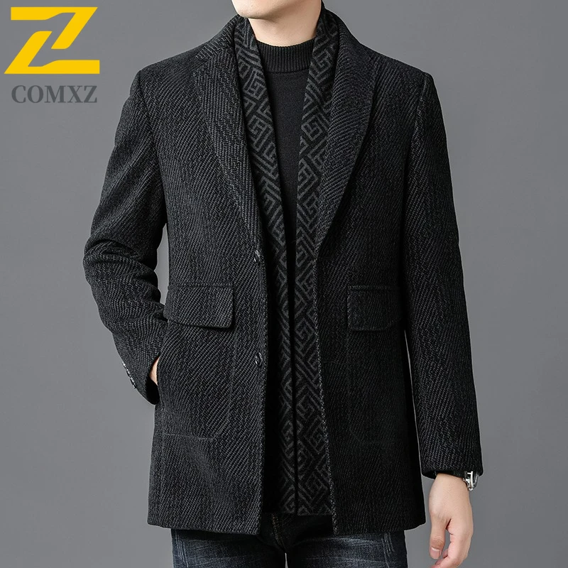 Winter Men Wool Overcoat 2025 New Fashion Classic Premium Suit Collar TrenchCoat Business Casual Warm Windproof​ Jackets