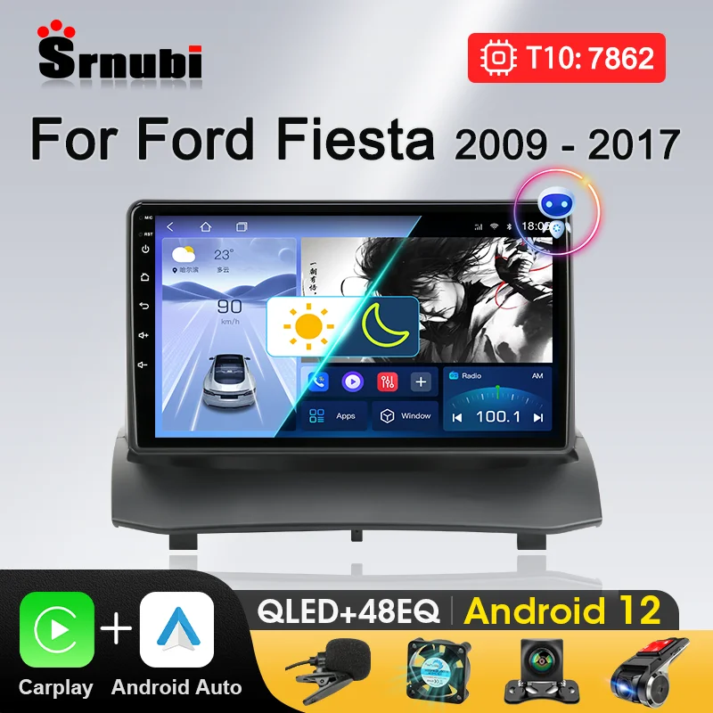 

Srnubi Android 12 Car Radio For Ford Fiesta 2009-2017 Multimedia Video Player Navigation GPS DVD Carplay Stereo Audio Head Unit